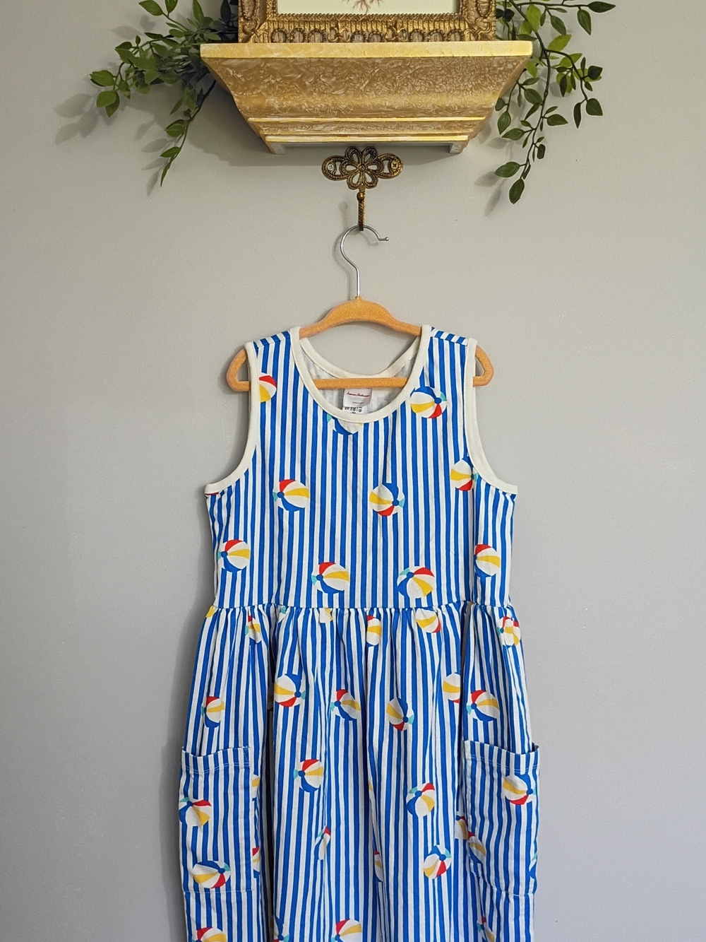 Hanna Andersson Blue & White Striped Beach Ball Sundress